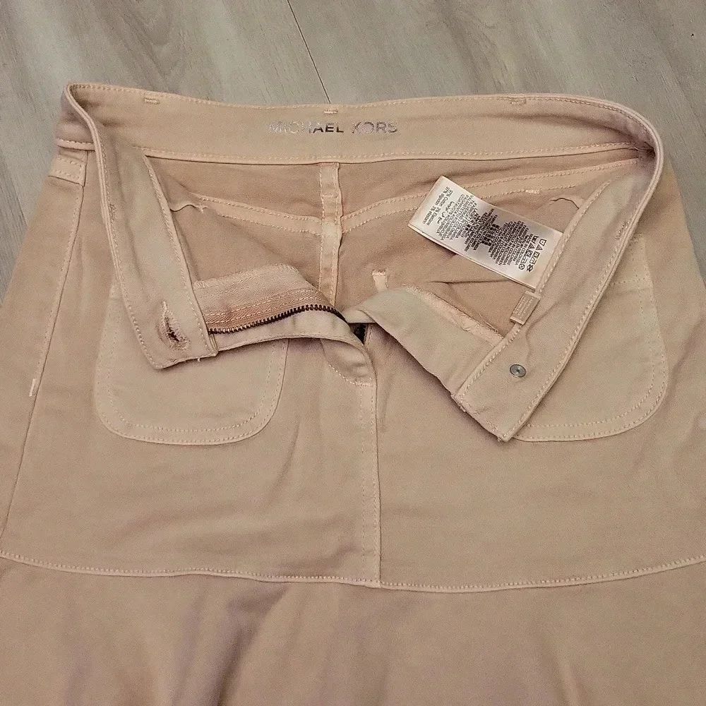 Michael Kors‎ Blush Pink Denim 4 Pocket Zip Fit and Flare Skirt Womens Size 0